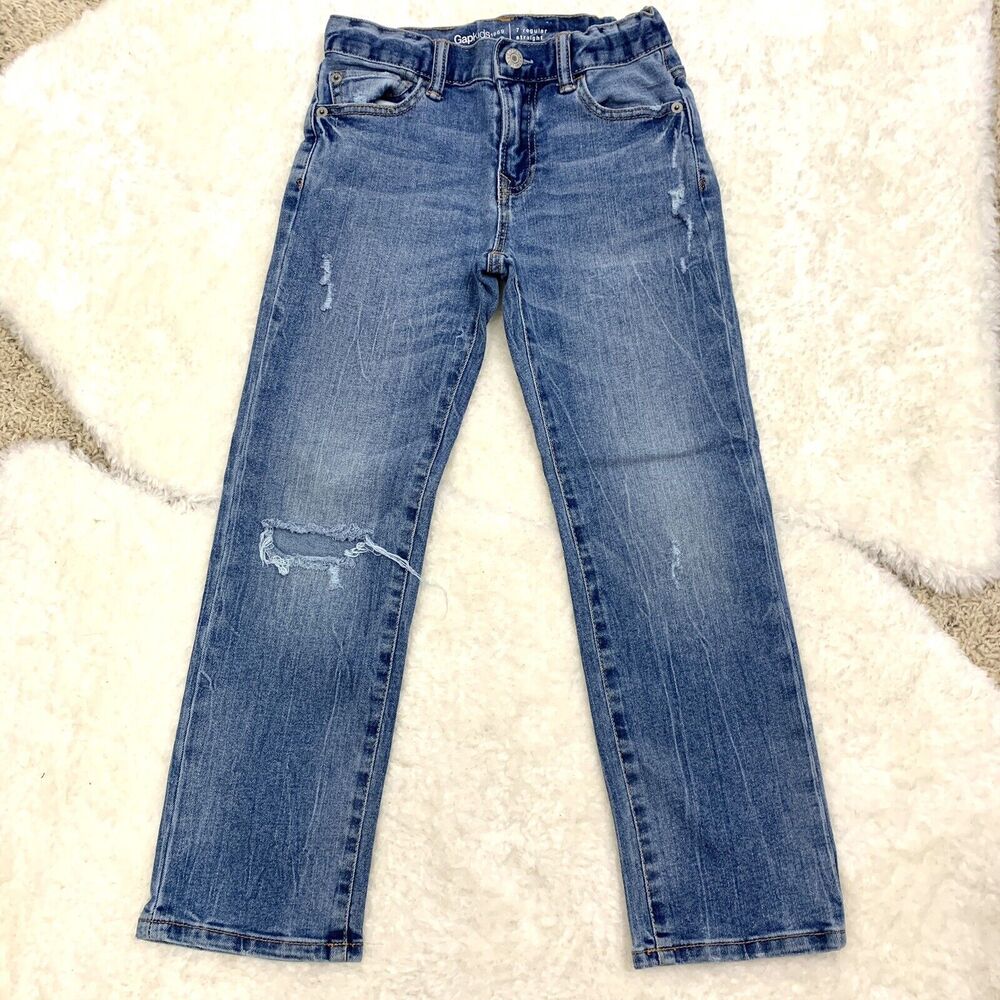 Gap For Good Jeans Distressed Regular Straight Adjustable Waist Boys 7